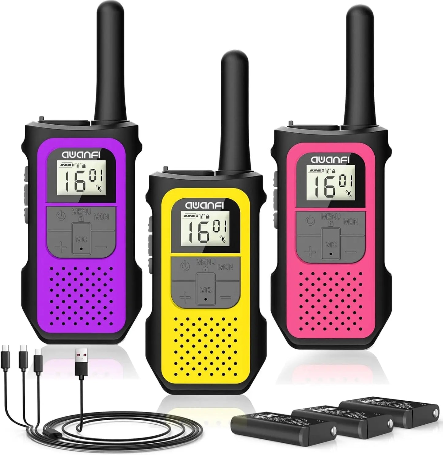 2/3/4 Pack Walkie Talkies for Kids, Long Range Rechargeable 2 Way Radios with VOX for Camping Hiking Cycling