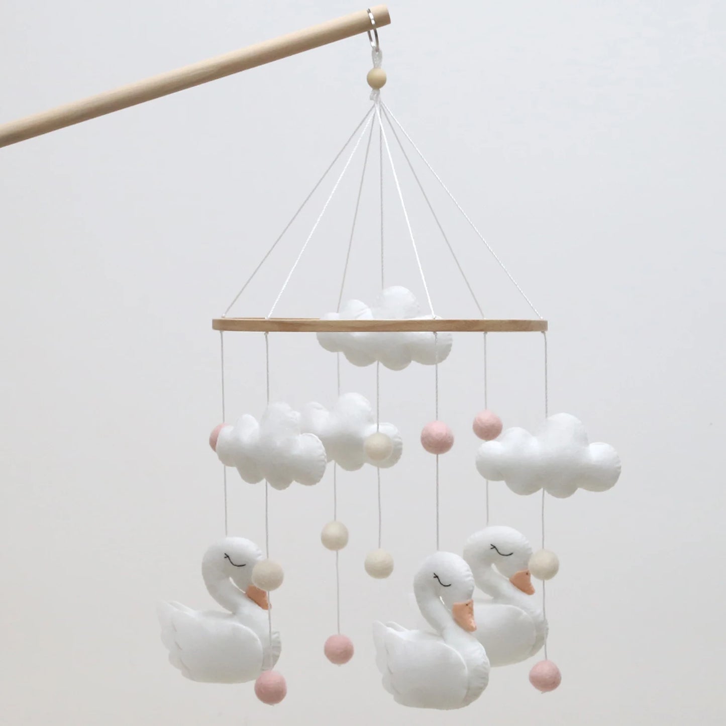 Swan Baby Mobile for Nursery, Baby Girl Mobile, Crib Mobile