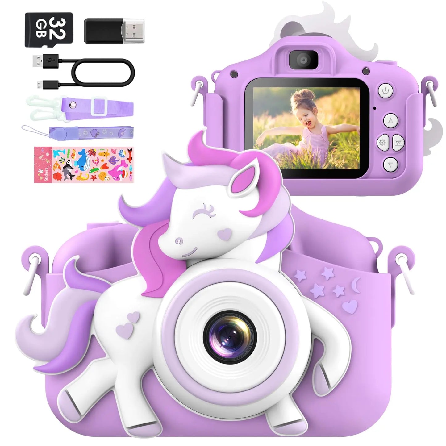Kids Mini Camera 20.0 MP 1080P HD Digital Camera 2.0" Screen Camcorder Toy With 32GB Card For 6-12 Years Birthday Gifts