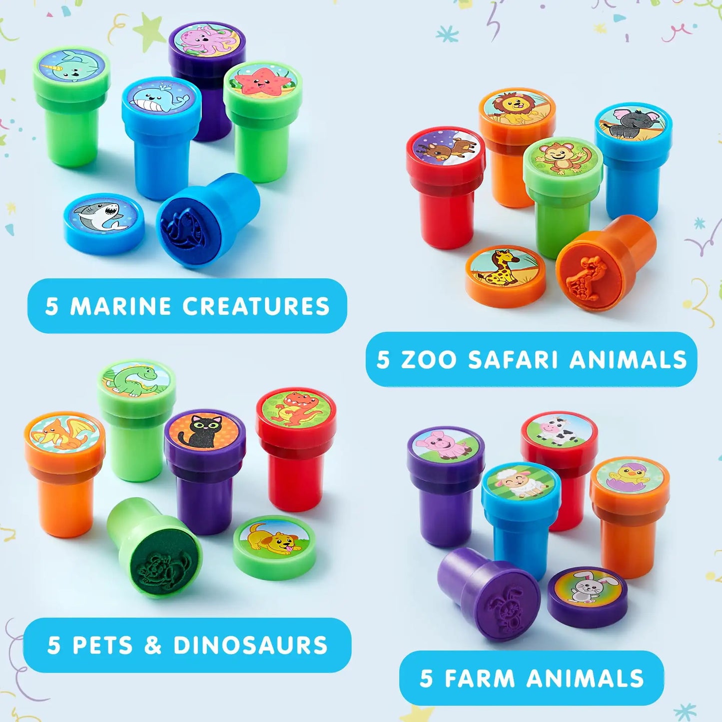 50 Pcs Assorted Stamps Self-Ink Stamps for Kids Birthday Christmas Party Carnival Prizes Halloween Gifts