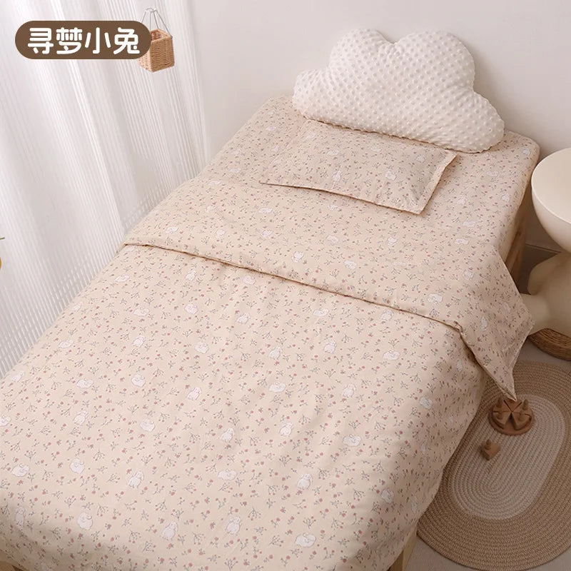 3Pcs Set Baby Beddings Set Organic Cotton Duvet Cover Case Bed Sheet Pillow Case With Cartoon Printting Children Cot Bed Linen