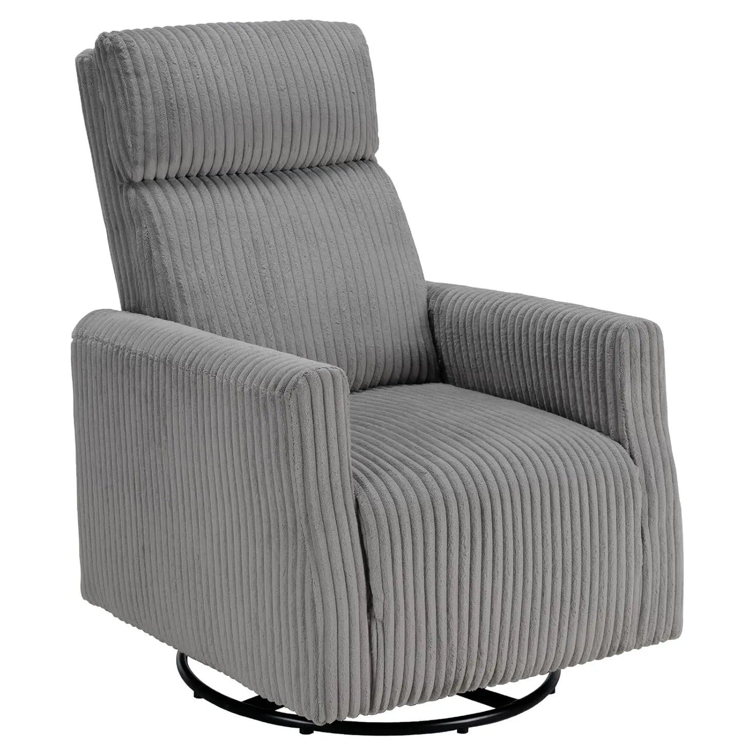 High-Back Swivel Rocker Nursery Chair with Arms Corduroy Glider Living Room Bedroom Beige, Customized
