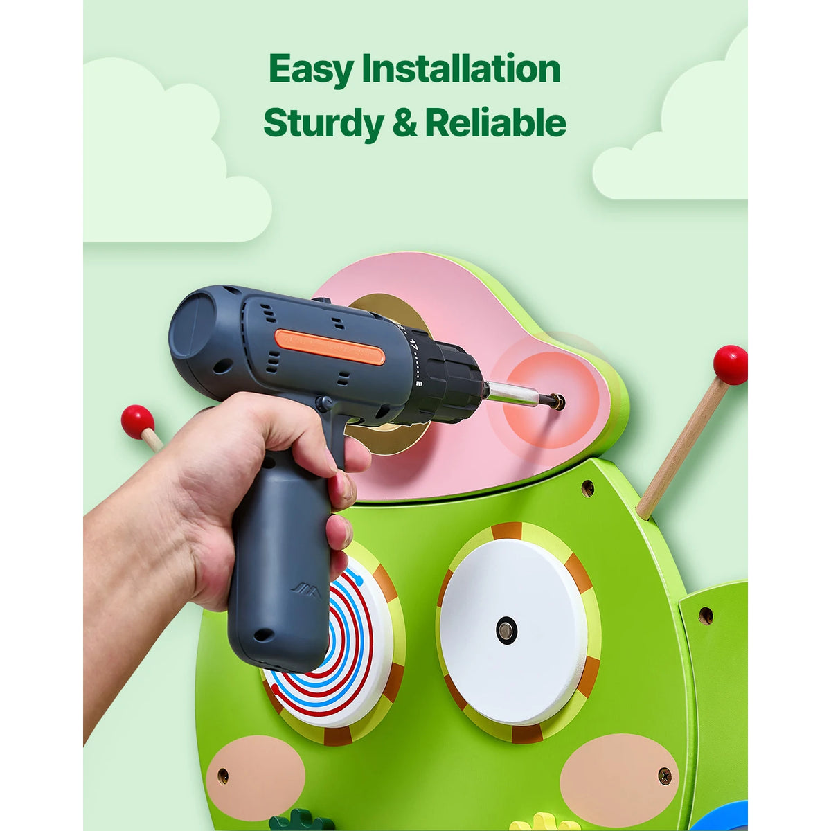 Caterpillar Children Wall Busy Board 12 Activities Montessori Sensory Learning Center for Kids 3-12 Years Playroom Toys