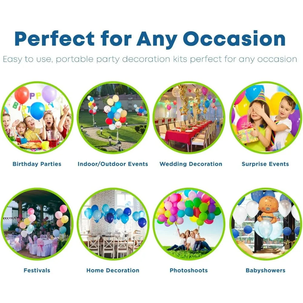 Balloonee Standard Disposable Helium Tank 7.5 Cu Ft - 30 Assorted Latex Balloons Pump Kit for Home Birthday Party Celebrations