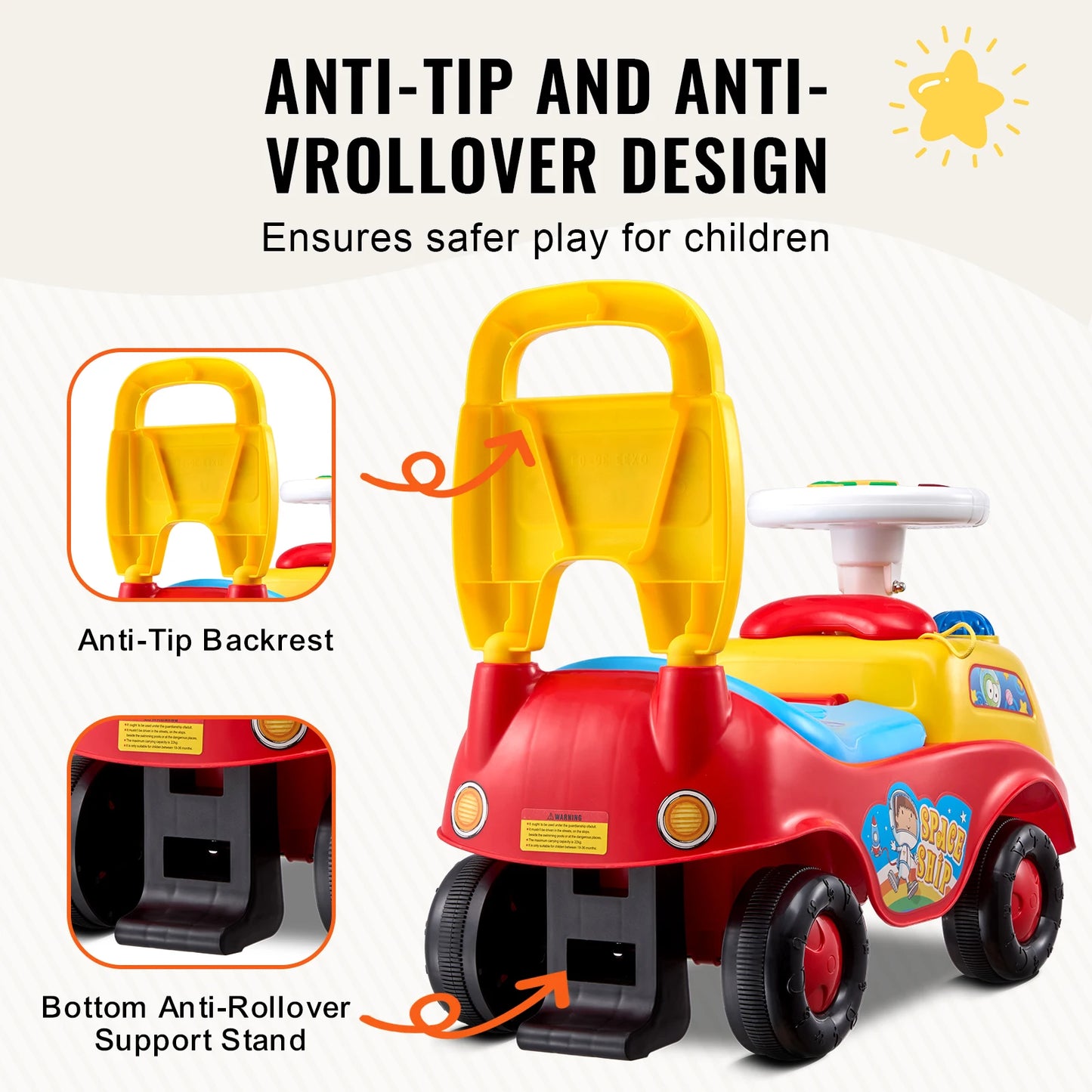 y Toddler Ride On Push Car Sit to Stand Kids Ride On Toy Car with Music Steering Wheel Seat Storage for Toddlers