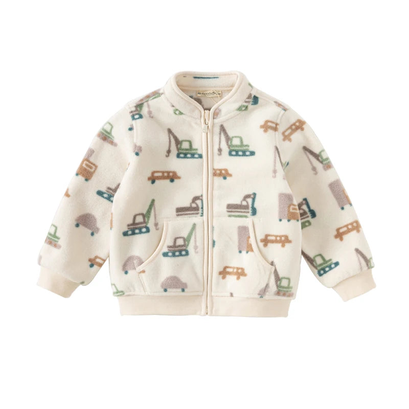 Boys Jackets Coats Zipper Spring Autumn Children's Clothing Cartoon Print Cute Outwear Kid Wear