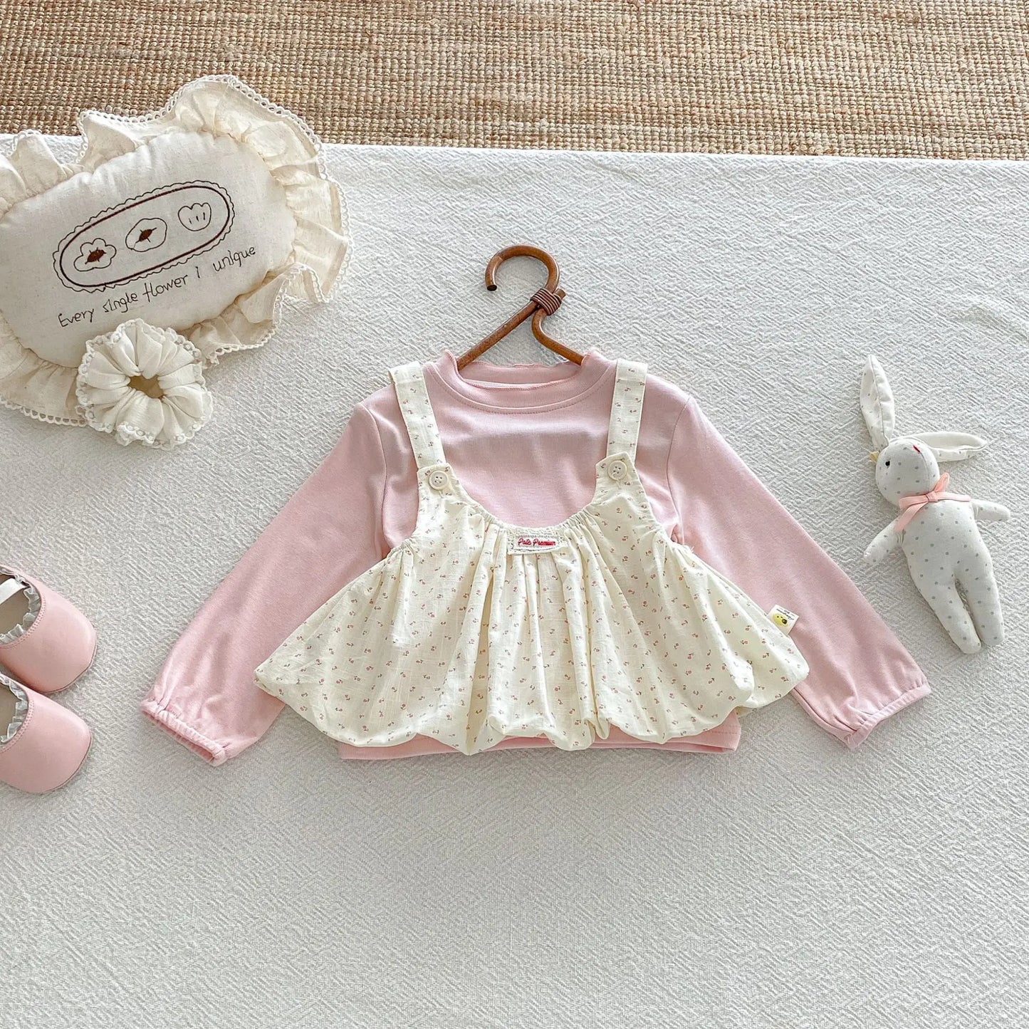 2026 New Autumn Baby Girl Sweet T-Shirt & Camisole 2Pcs Set | Toddler Grade A Cotton Sleeveless Layering Top Outfit