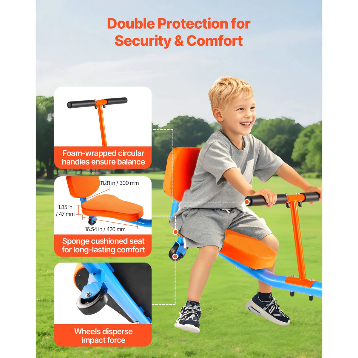 300Lbs Kids Seesaw Sit & Spin Teeter Totter Outside Toys with Handles for Children Outdoor Playground Equipment