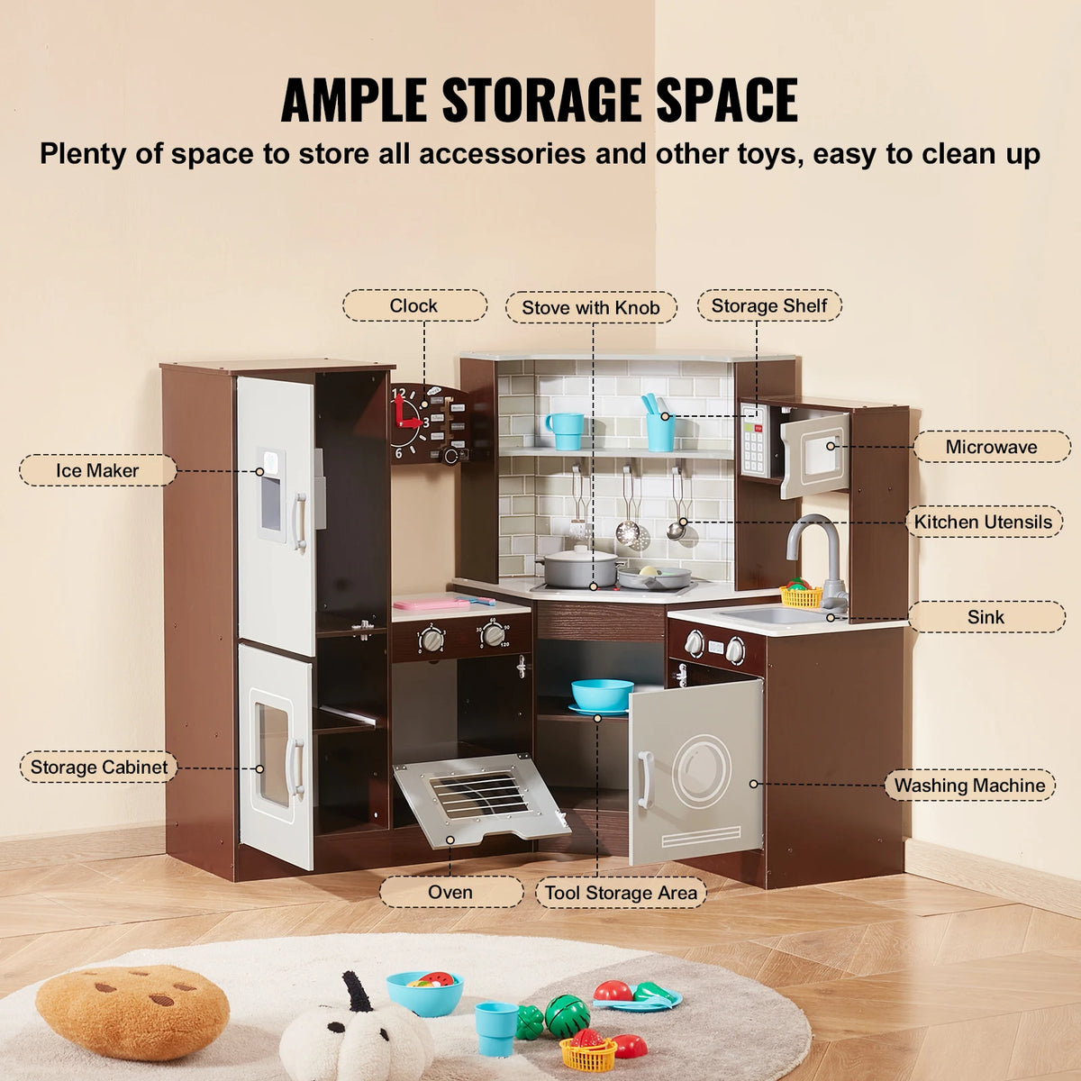Play Kitchen Toys Set Children Kitchenware Accessories with Ice Maker for Kids toys Preschoolers Girls Birthday Gifts