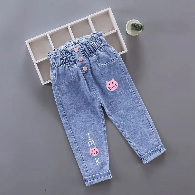 Girls Pants Kids Clothes Children Jeans Cowboy Denim Pants Spring Autumn Fashion Clothing Streetwear Casual Harajuku