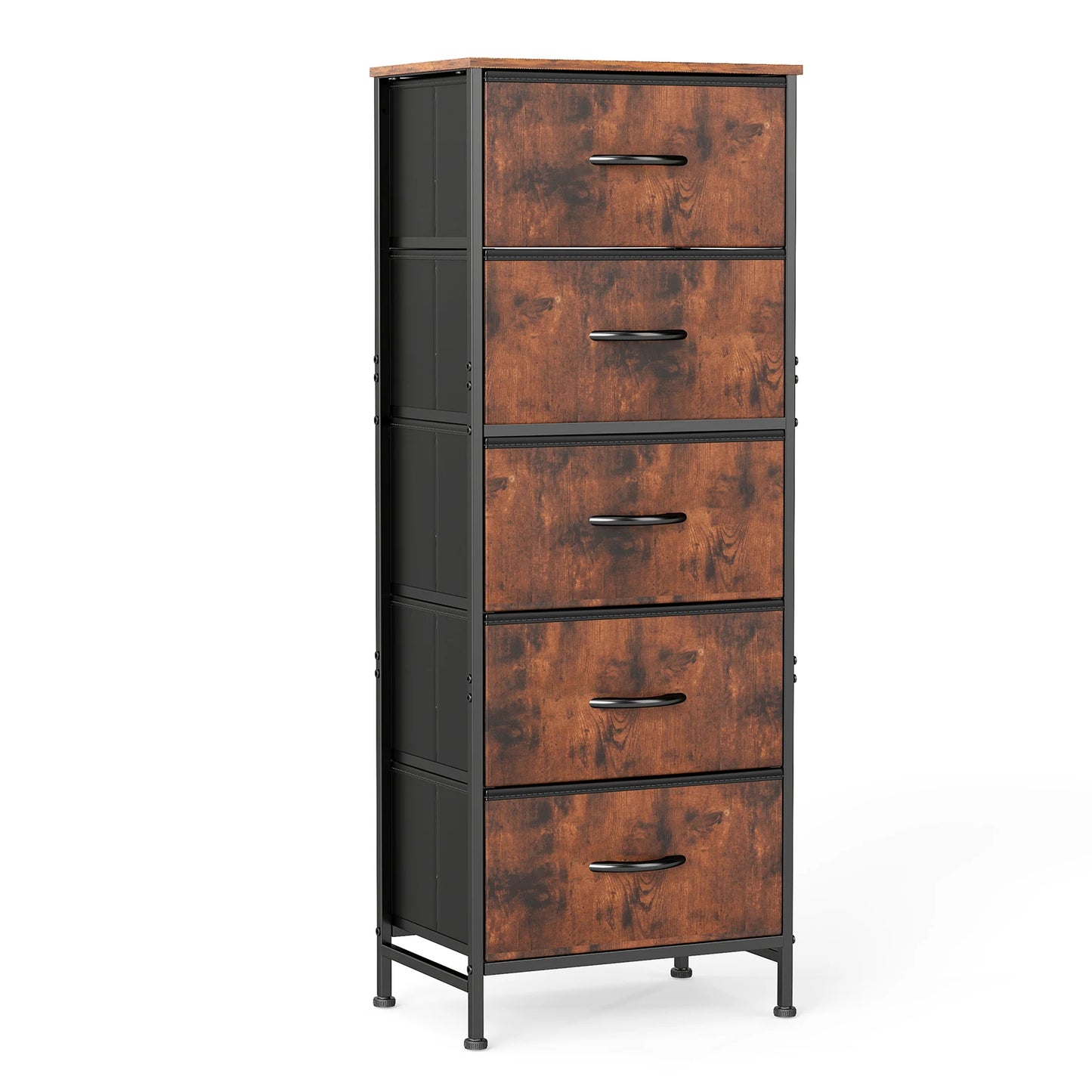 48IN Dresser For Bedroom With 5 Fabric Drawers Nightstand Wardrobe Steel Frame Closet For Clothes Storage Cabinet Furniture