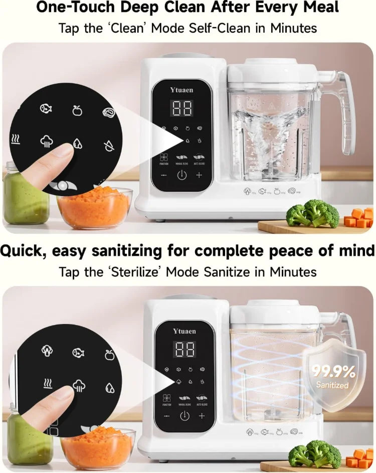 2 in 1 Automatic Baby Food Maker Steamer Blender BPA Free Borosilicate Glass Smart Touch Control Infant Food Processor One Step Steam Blend Baby Puree Grinder Multifunctional Easy Clean Baby Supplementary Food Cooking Machine