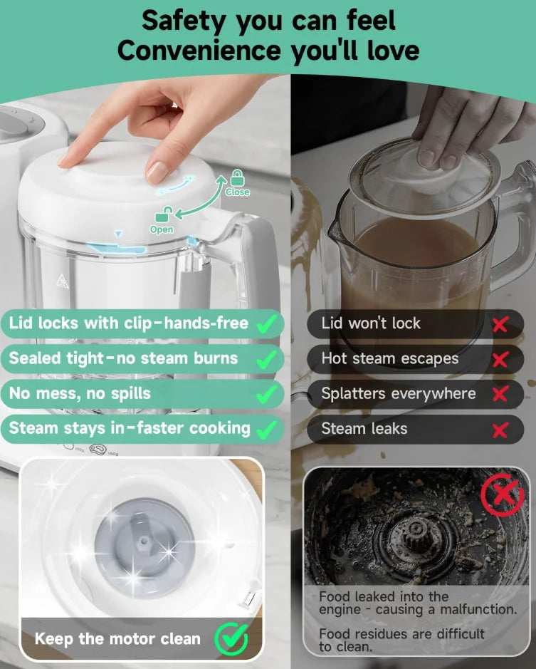 2 in 1 Automatic Baby Food Maker Steamer Blender BPA Free Borosilicate Glass Smart Touch Control Infant Food Processor One Step Steam Blend Baby Puree Grinder Multifunctional Easy Clean Baby Supplementary Food Cooking Machine