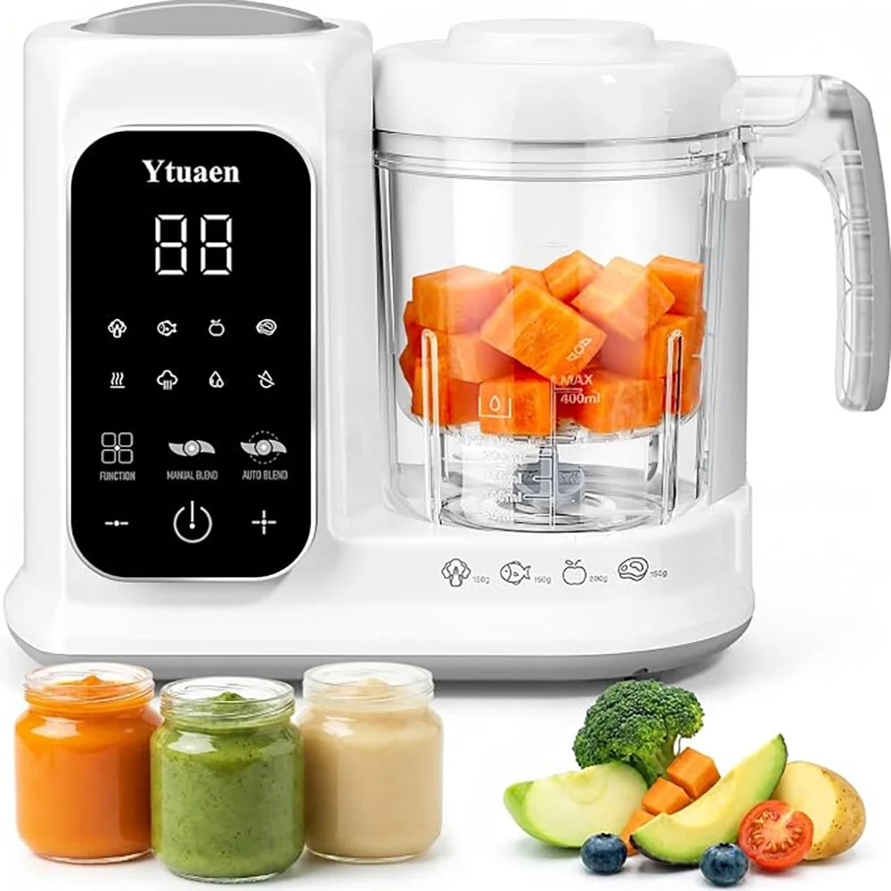 2 in 1 Automatic Baby Food Maker Steamer Blender BPA Free Borosilicate Glass Smart Touch Control Infant Food Processor One Step Steam Blend Baby Puree Grinder Multifunctional Easy Clean Baby Supplementary Food Cooking Machine