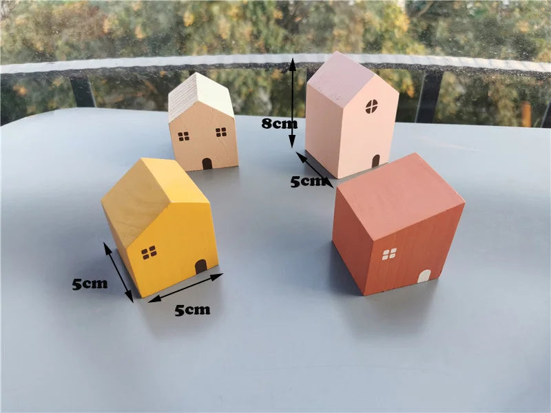 Kids Wooden Toys Pastel Building Blocks Stacking Crochet House  Animals Rainbow Forest Trees