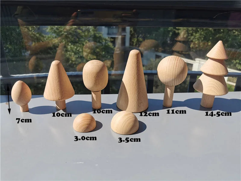 Kids Wooden Toys Pastel Building Blocks Stacking Crochet House  Animals Rainbow Forest Trees