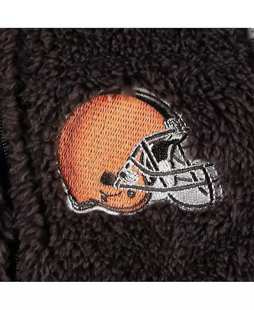 Newborn and Infant Boys and Girls Brown, Gray Cleveland Browns Game Nap Teddy Fleece Bunting Full-Zip Sleeper