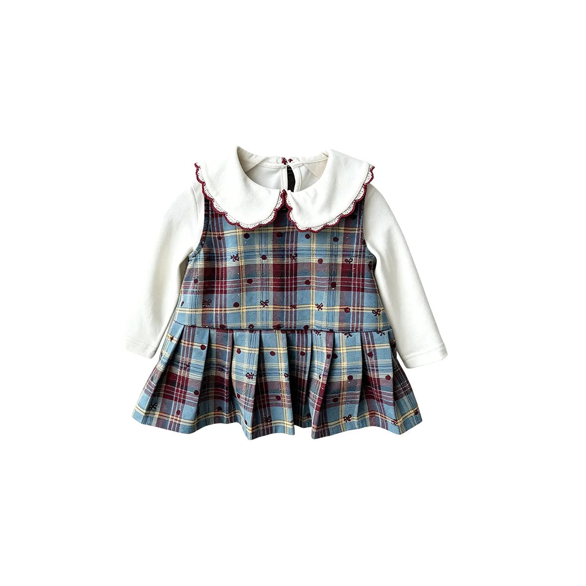 One Year Old Women's Treasure Dress Set, Autumn Baby Sweet Plaid Vest Skirt Two-piece Set, Girls' Stylish Children's Clothing
