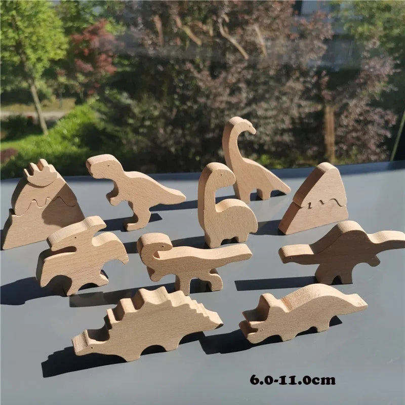 Kids Wooden Toys Pastel Building Blocks Stacking Crochet House  Animals Rainbow Forest Trees