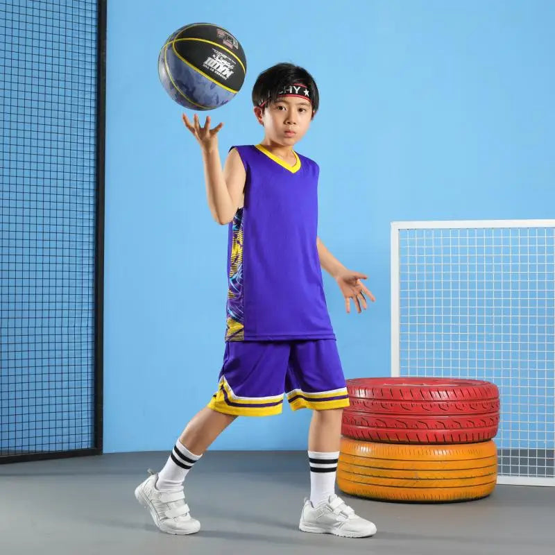 Kid Basketball Jersey Quick-drying Training Uniform Shirts Children Sportswear Kit Boys and Girls Tracksuit Sport Suit Clothes