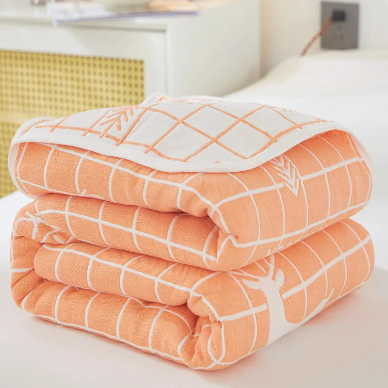 Breathable 6-layer Muslin Blanket for Children Adult 100% Cotton Sofa Bed Throw Blankets Soft Skin-Friendly Towel Blanket Summer