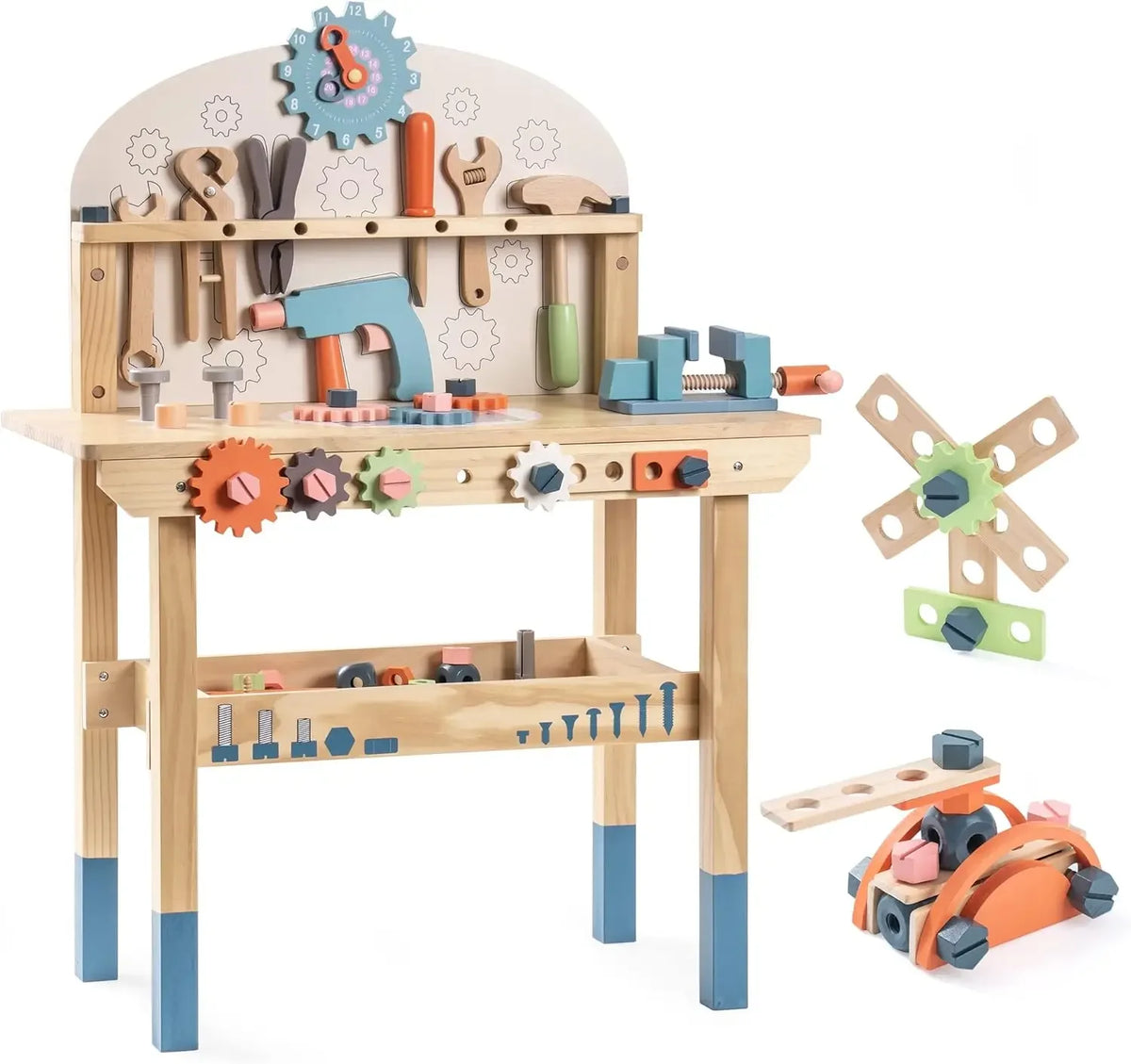 Kids Tool Bench Set Large Wooden Work Bench Construction Toys Workshop Kid Toys Tool Set  for Boys Girls  3 +