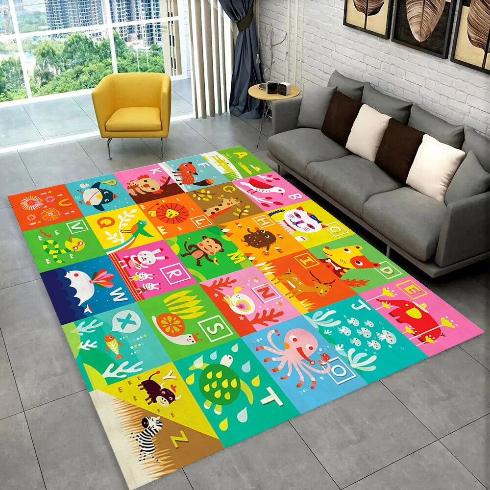 ABC Cartoon Alphabet Children Crawling Kids Playroom Early Education Area Rug,Carpet for Living Room Bedroom Sofa,Non-slip Mat