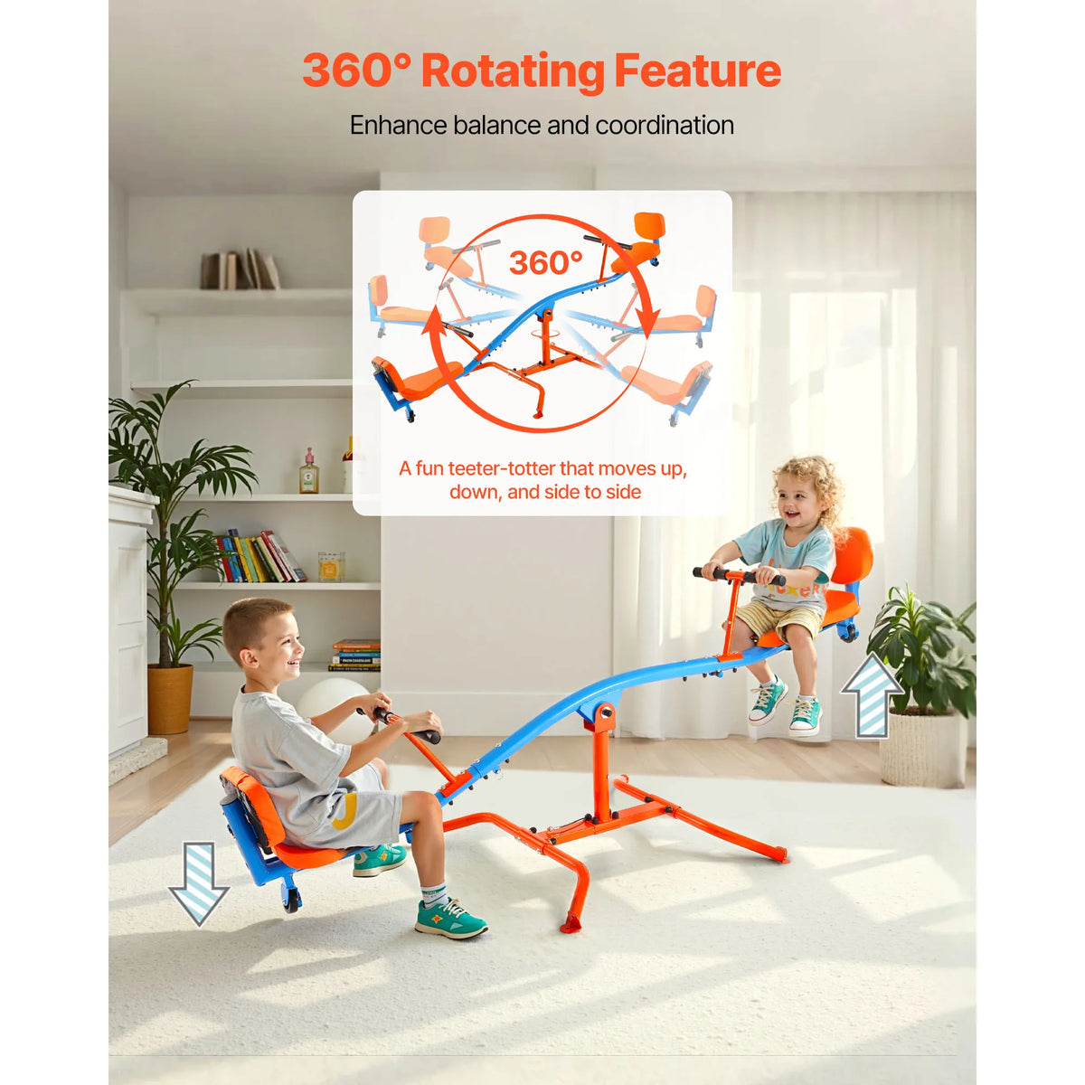 300Lbs Kids Seesaw Sit & Spin Teeter Totter Outside Toys with Handles for Children Outdoor Playground Equipment
