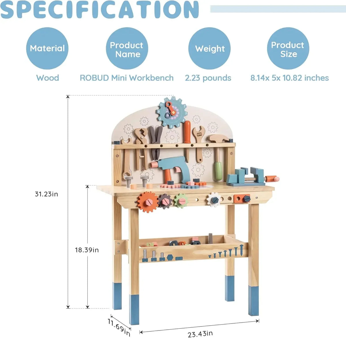 Kids Tool Bench Set Large Wooden Work Bench Construction Toys Workshop Kid Toys Tool Set  for Boys Girls  3 +