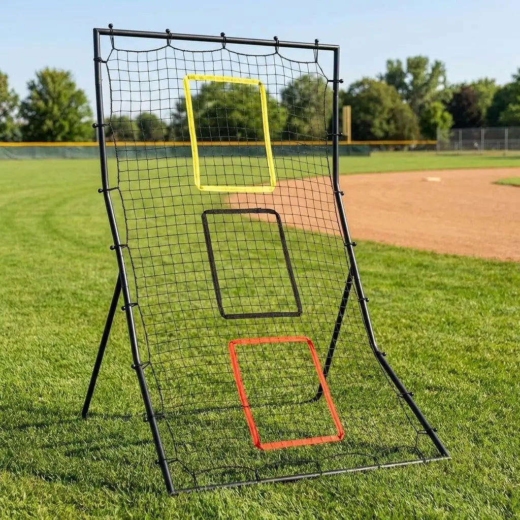 Softball Baseball Net - 6 x 4 Feet Rebounder for Pitching and Fielding, 3 Goal Zones