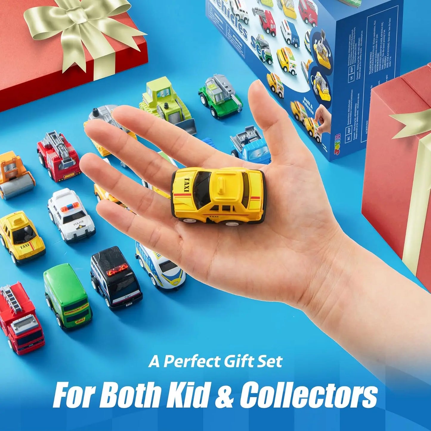 18 Pcs Pull Back City Cars and Trucks Toy Vehicles Set Friction Powered Cars for Kids Best Birthday Christmas Gifts