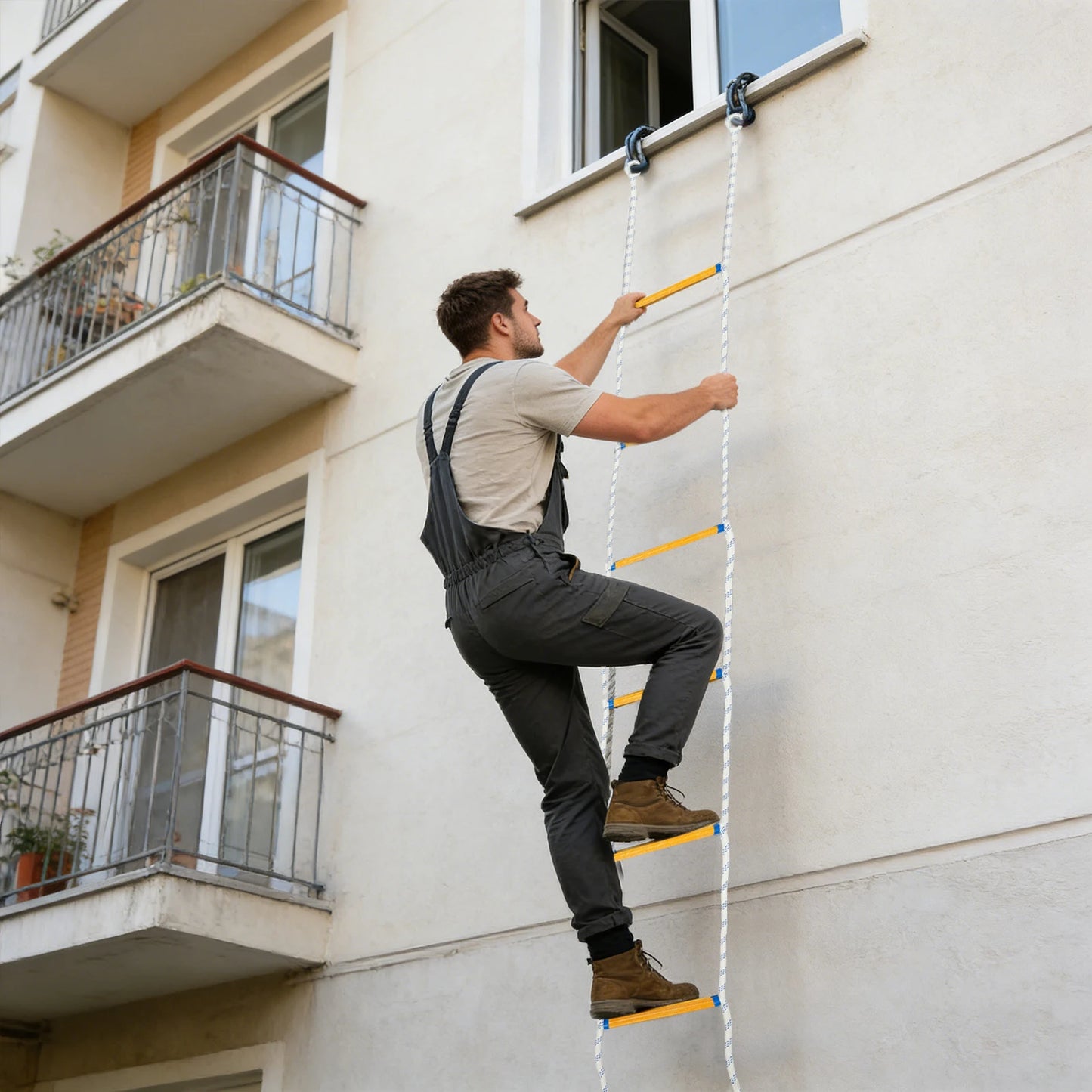 Safety Rope Ladder Grippy Rope Ladder Emergency Fire Escape Ladder with Hooks for Emergency Rescue in Hotels Office Buildings Schools