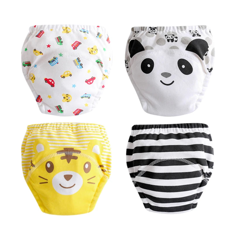 4PCS Baby Kids Cotton Potty Training Pants Waterproof Infant Shorts Underwear Reusable Cloth Diaper Nappies Children Panties