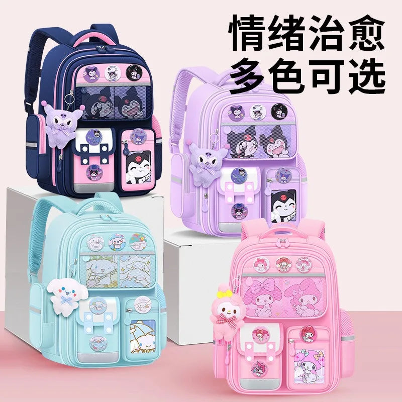 New Hot Cinnamoroll Large-Capacity Cartoon Children'S Backpack Kuromi My Melody Pochacco Cute Anime Children'S School Bag Set