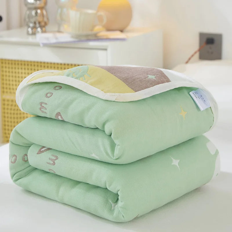 Breathable 6-layer Muslin Blanket for Children Adult 100% Cotton Sofa Bed Throw Blankets Soft Skin-Friendly Towel Blanket Summer