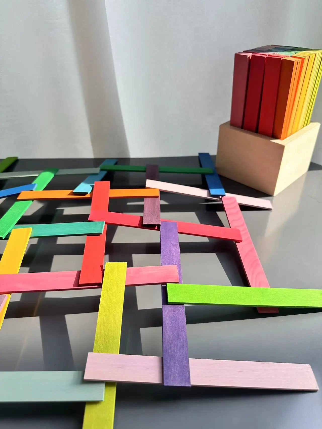Kids Wooden Toys Pastel Building Blocks Stacking Crochet House  Animals Rainbow Forest Trees