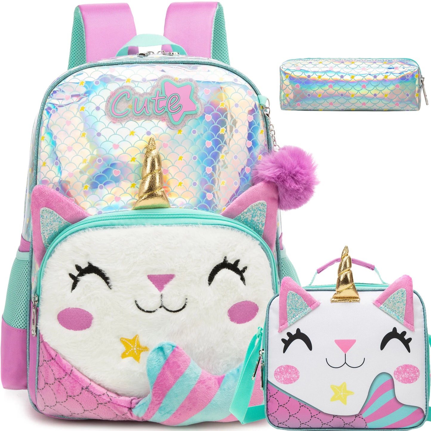 Backpacks for Girls Backpacks for Elementary Preschool Students Kids School Backpack with Lunch Bag Gift Package