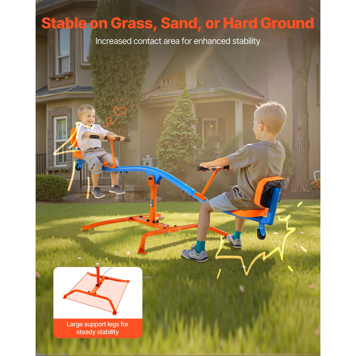 300Lbs Kids Seesaw Sit & Spin Teeter Totter Outside Toys with Handles for Children Outdoor Playground Equipment