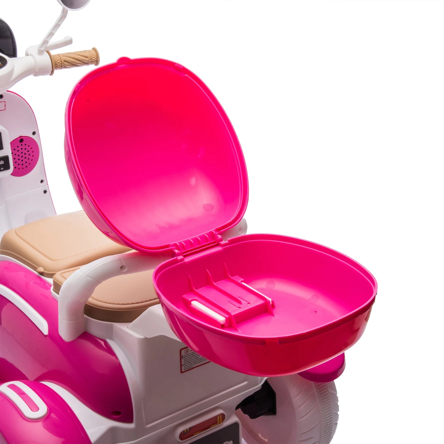12V Two motors Kids Ride On Level Up Two-seater Electric Motorcycle,Three-wheel Toy w/Music,Bluetooth,USB,Portable Storage Hooks&Oversized Trunk,LED Headlight For Kids 3-6.