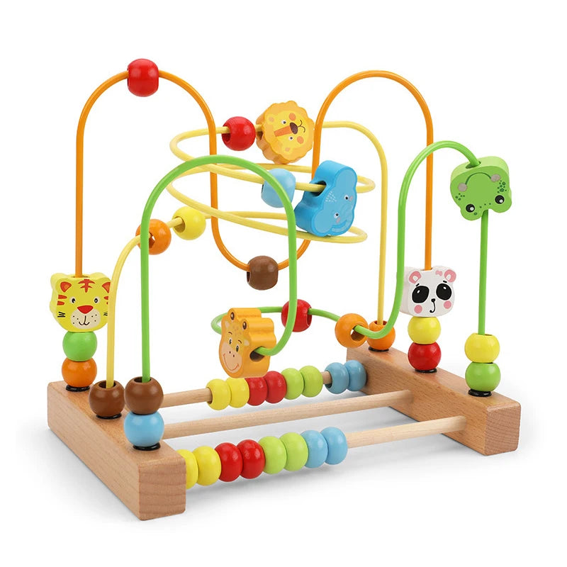 Montessori Baby Toys Wooden Roller Coaster Bead Maze Abacus Math Toys Toddler Early Educational Toys for 1 2 3 Years Kids Gifts