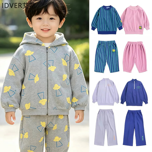 2026 Spain NEW Autumn Winter Baby Girls Velvet Sweatshirts Sets Cartoon Print Hoodies Kids Boutique Clothes Boys Winter Pants