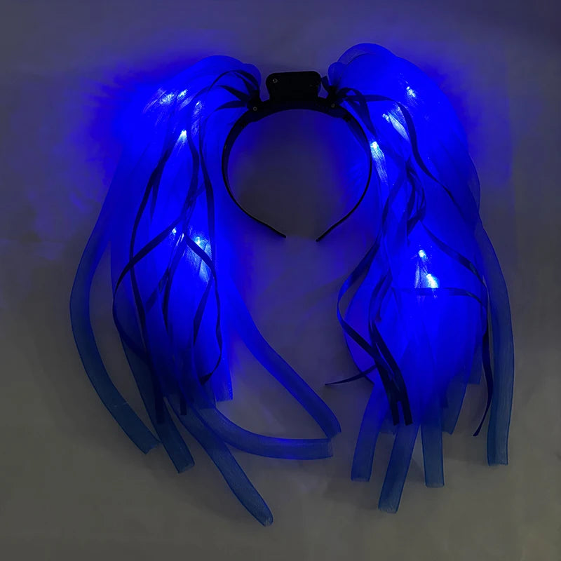 LED Light Up Flash Braid Noodles Headband Party Gift Led Glasses Neon Rave Party Hair Band Cosplay Birthday Glow Party Supplies