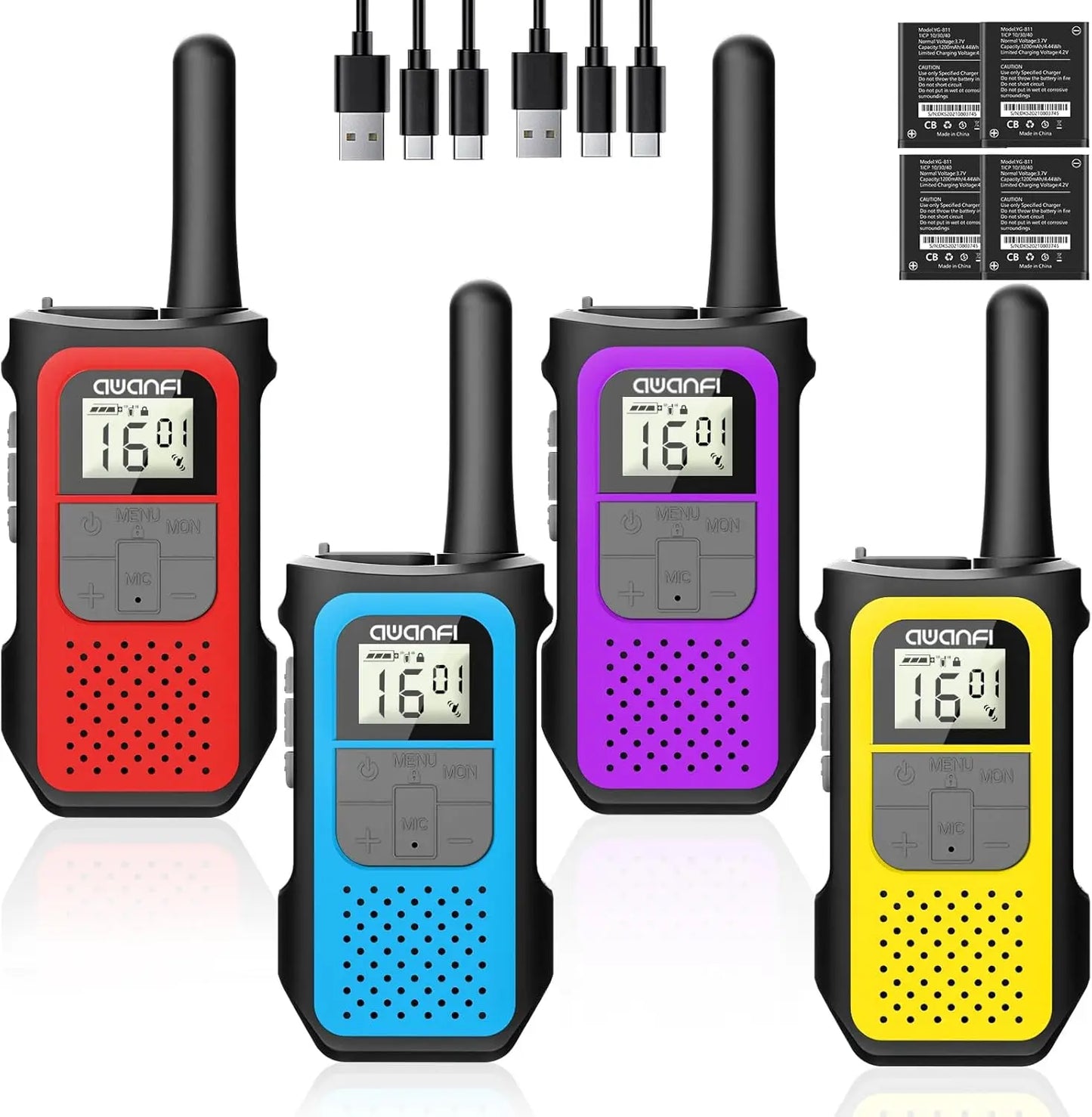 2/3/4 Pack Walkie Talkies for Kids, Long Range Rechargeable 2 Way Radios with VOX for Camping Hiking Cycling