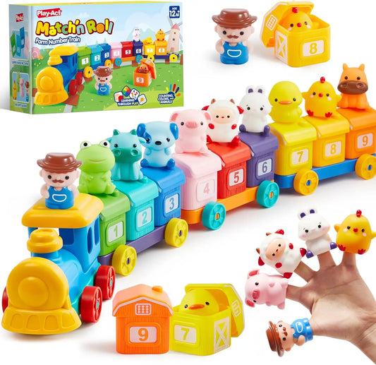 Learning Farm Train Counting Matching & Sorting Montessori  Including 9 Farm Animals for Baby Christmas Birthday Gift