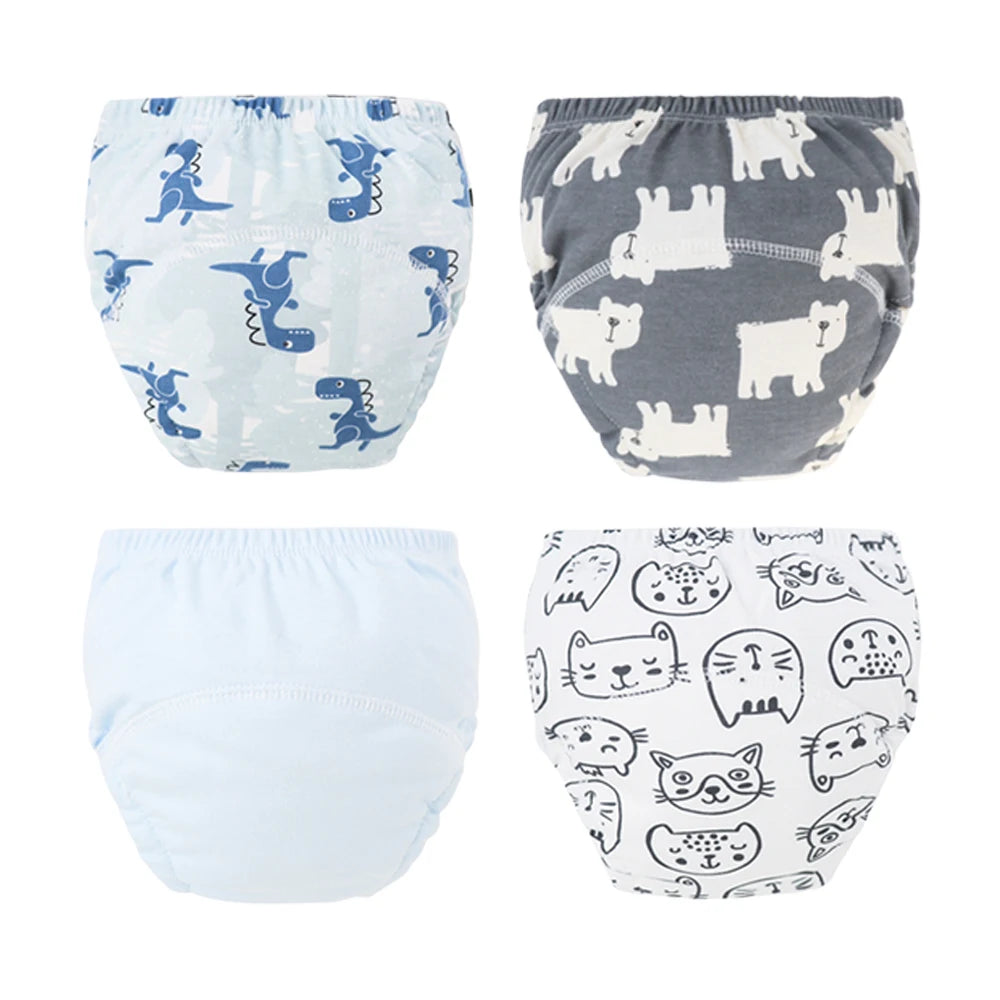 4PCS Baby Kids Cotton Potty Training Pants Waterproof Infant Shorts Underwear Reusable Cloth Diaper Nappies Children Panties