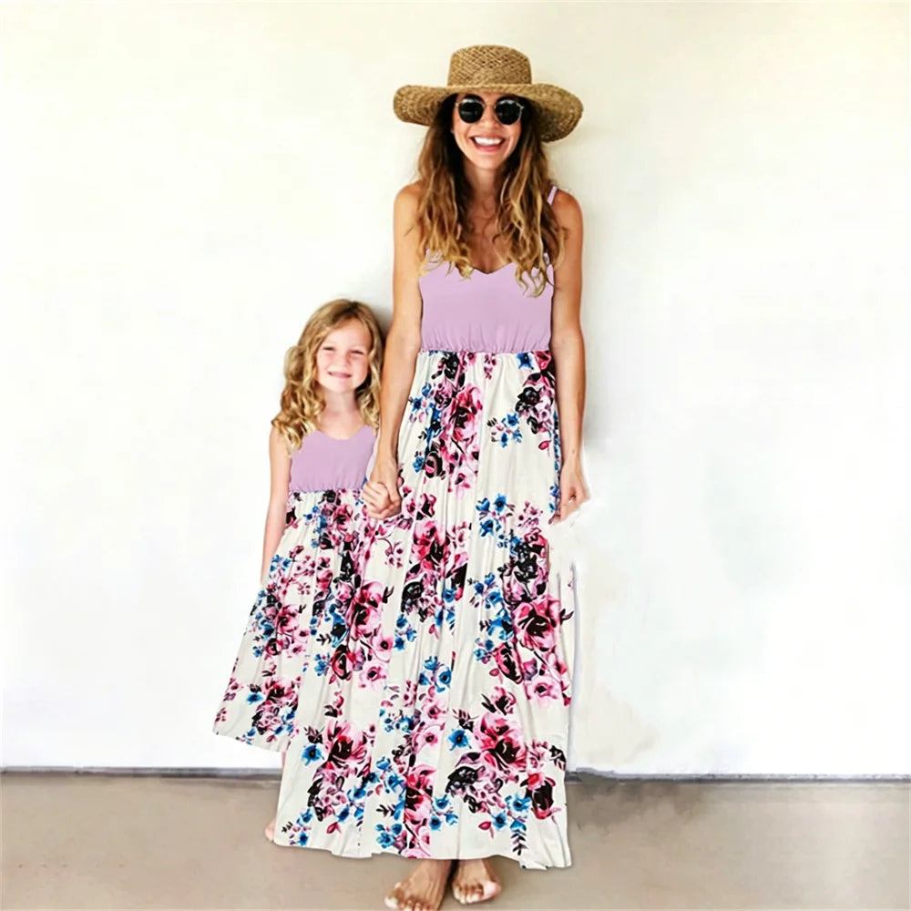 Bohemian Mother Daughter Dress Vestido Beach Children Dress Family Matching Outfits Women Clothing Casual Girls Dresses Summer