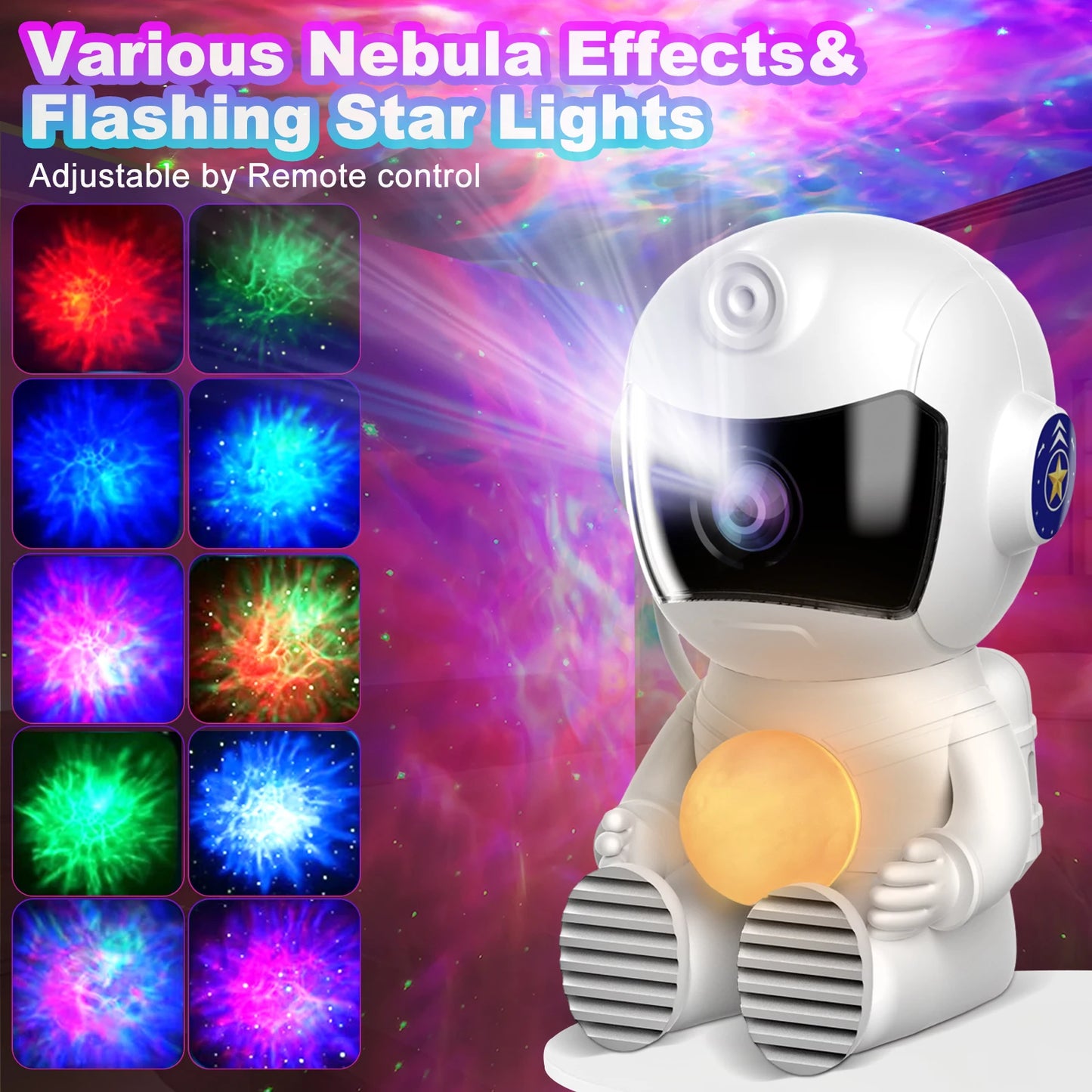 Astronaut Galaxy Projector Night Light Sleep Moon Lamp for Bedroom with Timer