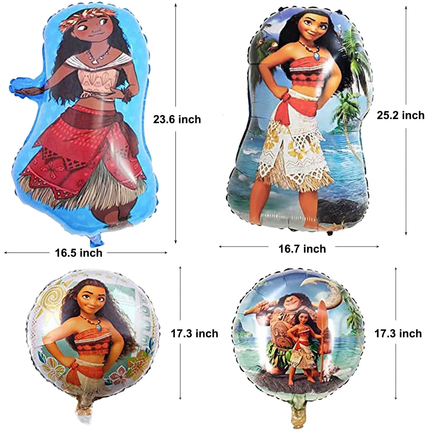6Pcs Moana Balloons, Moana Party Decoration Foil Balloon for Party Supplies Birthday