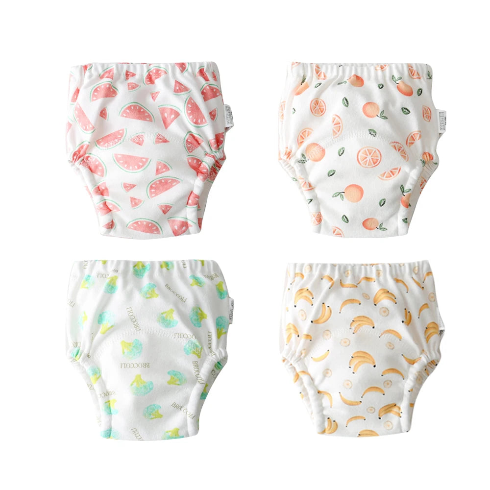 4PCS Baby Kids Cotton Potty Training Pants Waterproof Infant Shorts Underwear Reusable Cloth Diaper Nappies Children Panties