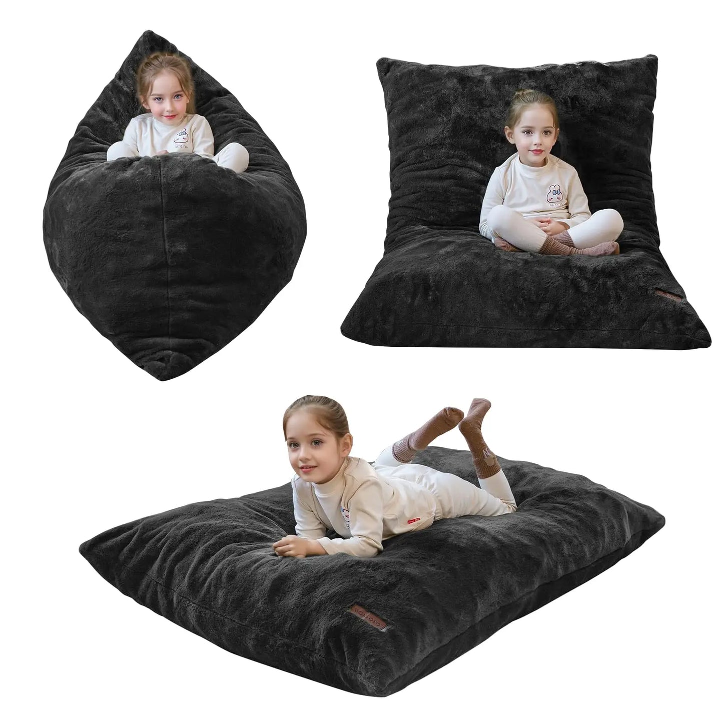 AXYOYO 3 in 1 Kids Bean Bag Chair, Comfy Floor Sofa with Removed Cover | Soft Floor Couch with High-Density Foam Filling Conver